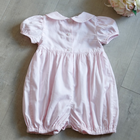 Strasburg Pink Cotton Smocked Embroidery Bubble Romper Size 3 Months NWOT - Picture 2 of 4
